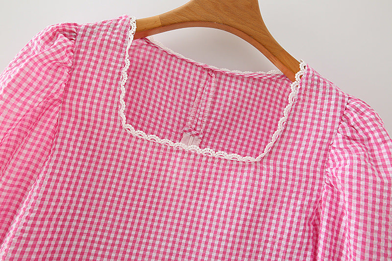 Square neck palace style bubble long-sleeved crop top