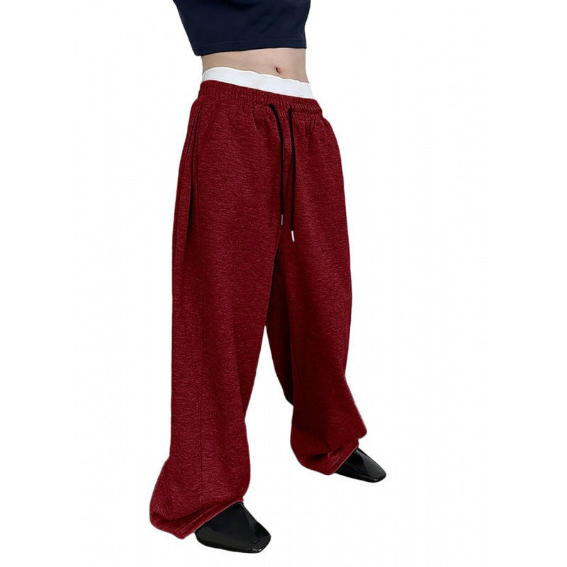 Men's Drawstring Waist Straight Wide-leg Loose Pants