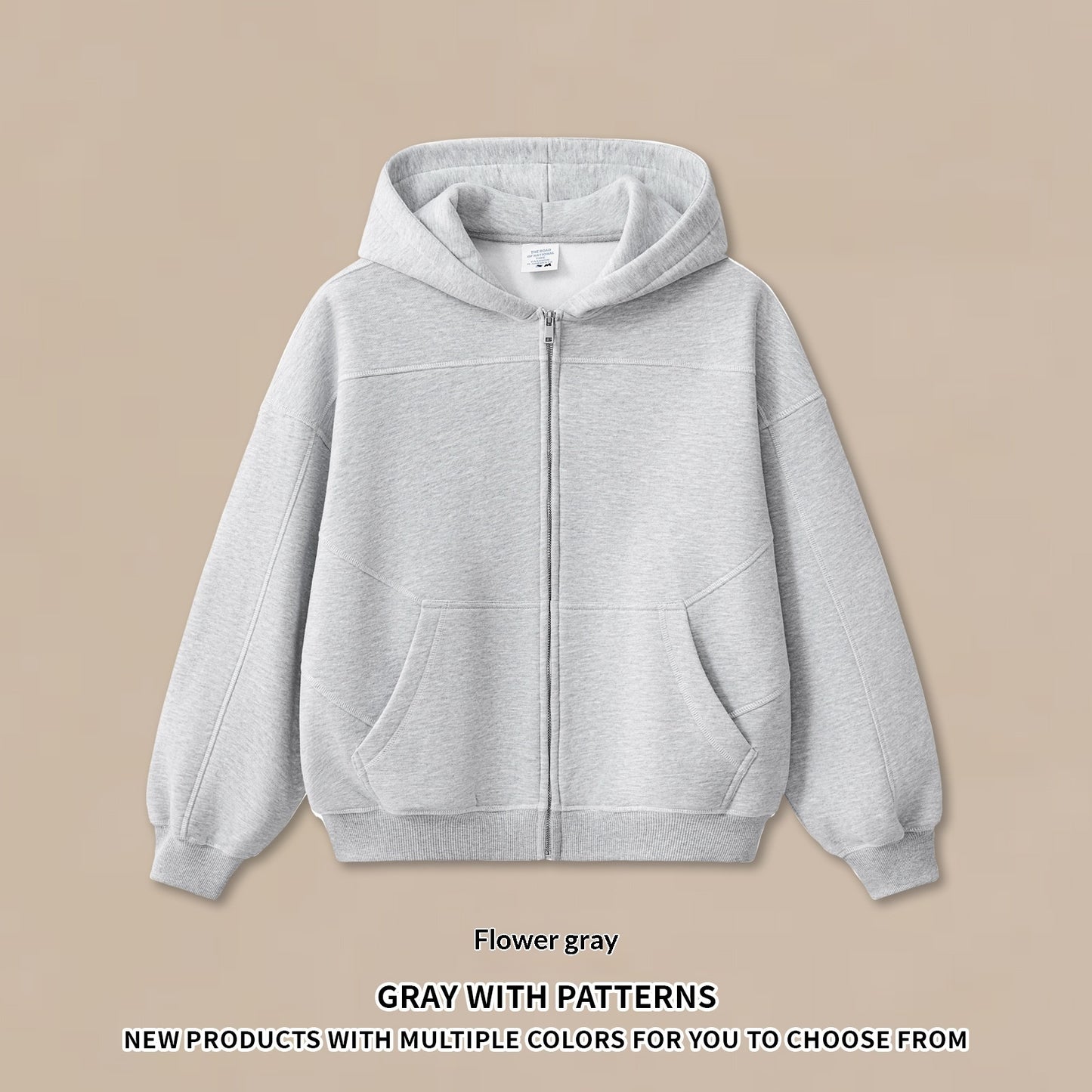 Mens American-style Hip-hop Fleece Zip-up Jacket