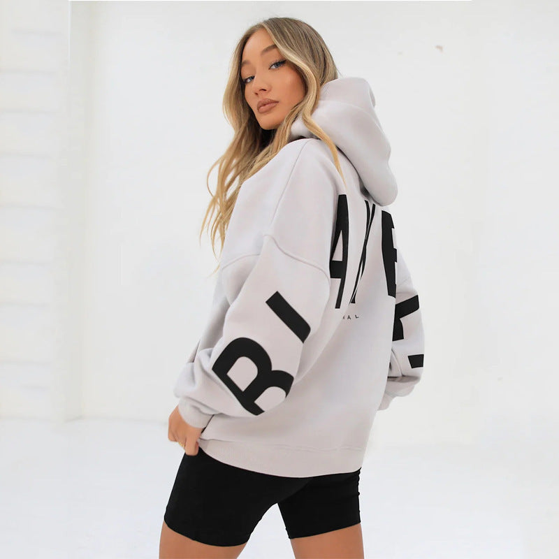 Fashionable UNISEX Printed Thickened Versatile Long-Sleeve Loose-Fit Hoodie