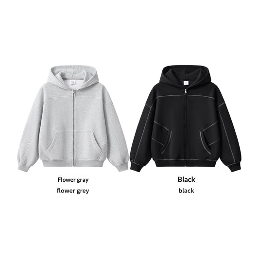 Mens American-style Hip-hop Fleece Zip-up Jacket