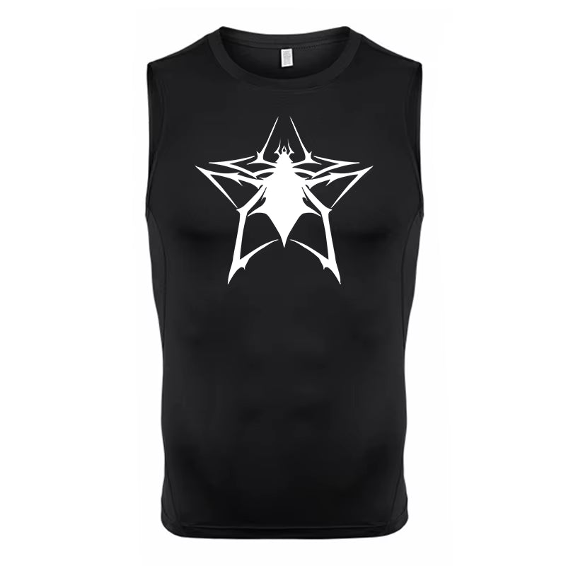Spider Print Tank Tops for Men Athletic Quick Dry Sleeveless Compression Shirt Gym Workout Running Vest Baselayers Undershirts