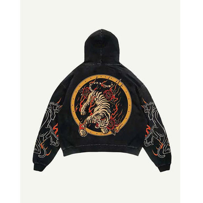 American Retro 3D Digital-Print Trendy Hoodie Sweater