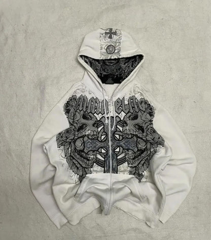 Hooded Jacket With A Bow Print