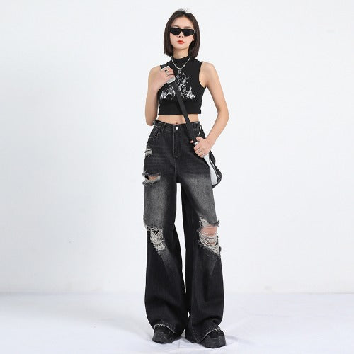 Summer Straight Loose Mop Wide Leg Pants