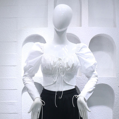 White square neck short crop top