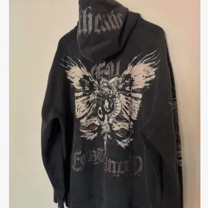 Hooded Jacket With A Bow Print