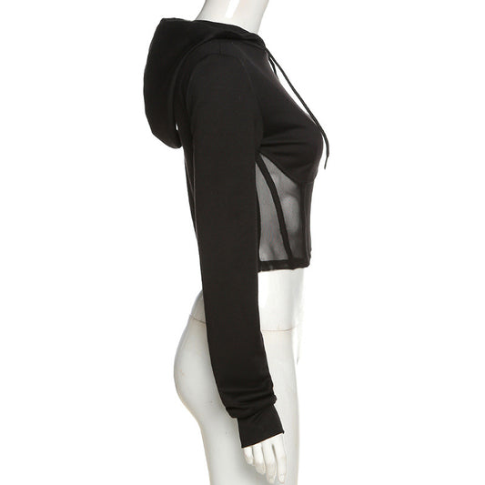 The Design Of A Small Number Of Mesh Patchwork Hoodie