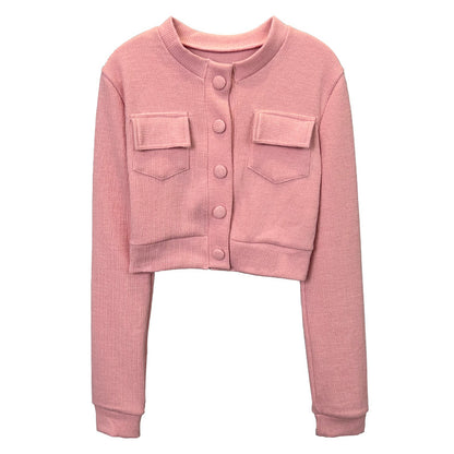 Women's Fashion Long Sleeve Knit Crop Top