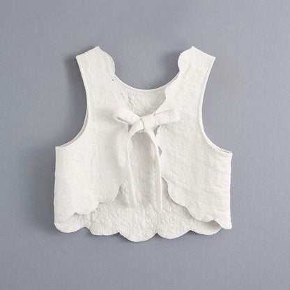 Fashion Loose Round Neck Sleeveless Crop Top