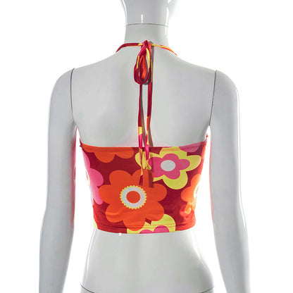 Printed Crop-Back T-Shirt And Top With Neckline