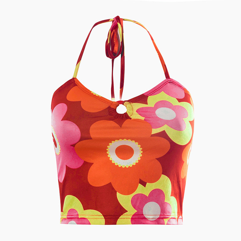 Printed Crop-Back T-Shirt And Top With Neckline