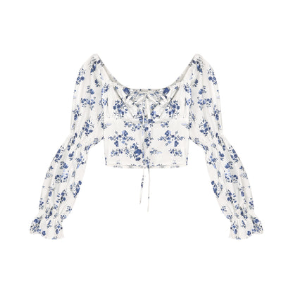 French Design For Shirtwalk Short Floral Long Sleeve