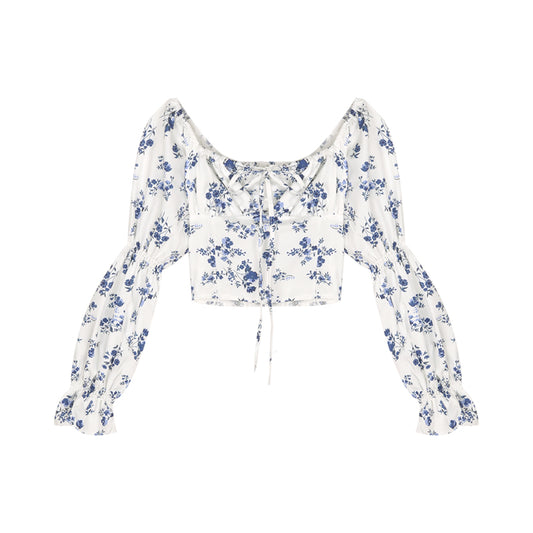 French Design For Shirtwalk Short Floral Long Sleeve