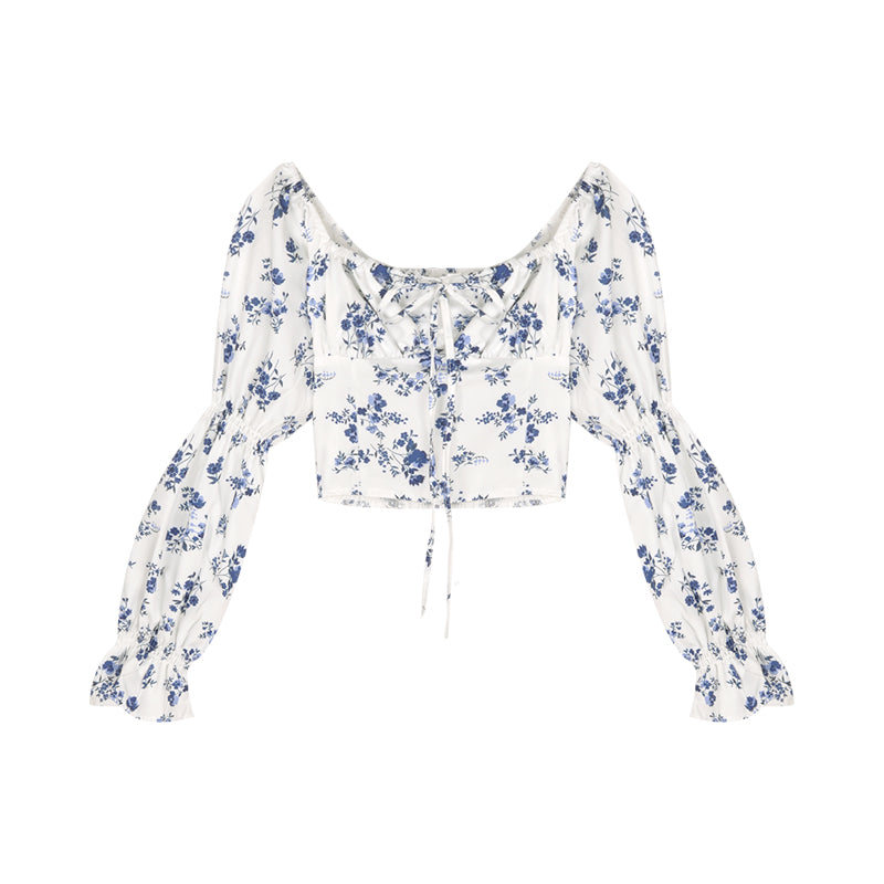 French Design For Shirtwalk Short Floral Long Sleeve