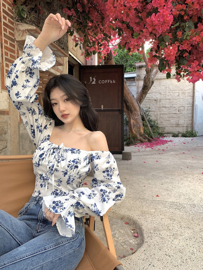 French Design For Shirtwalk Short Floral Long Sleeve