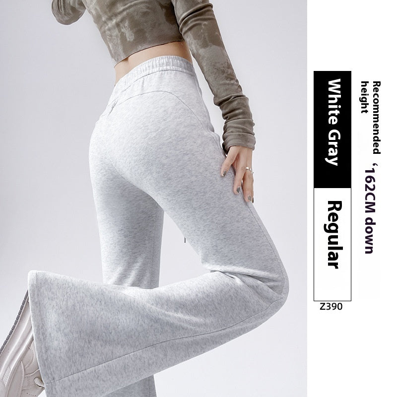 Fleece-lined Slightly Flared Sports Pants Female Spring And Autumn High Waist Slimming