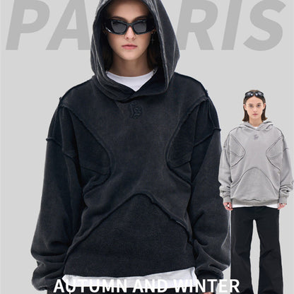 Trendy Brand Personality Reverse Car The Craft Of Design Solid Color High Street Hooded Sweater