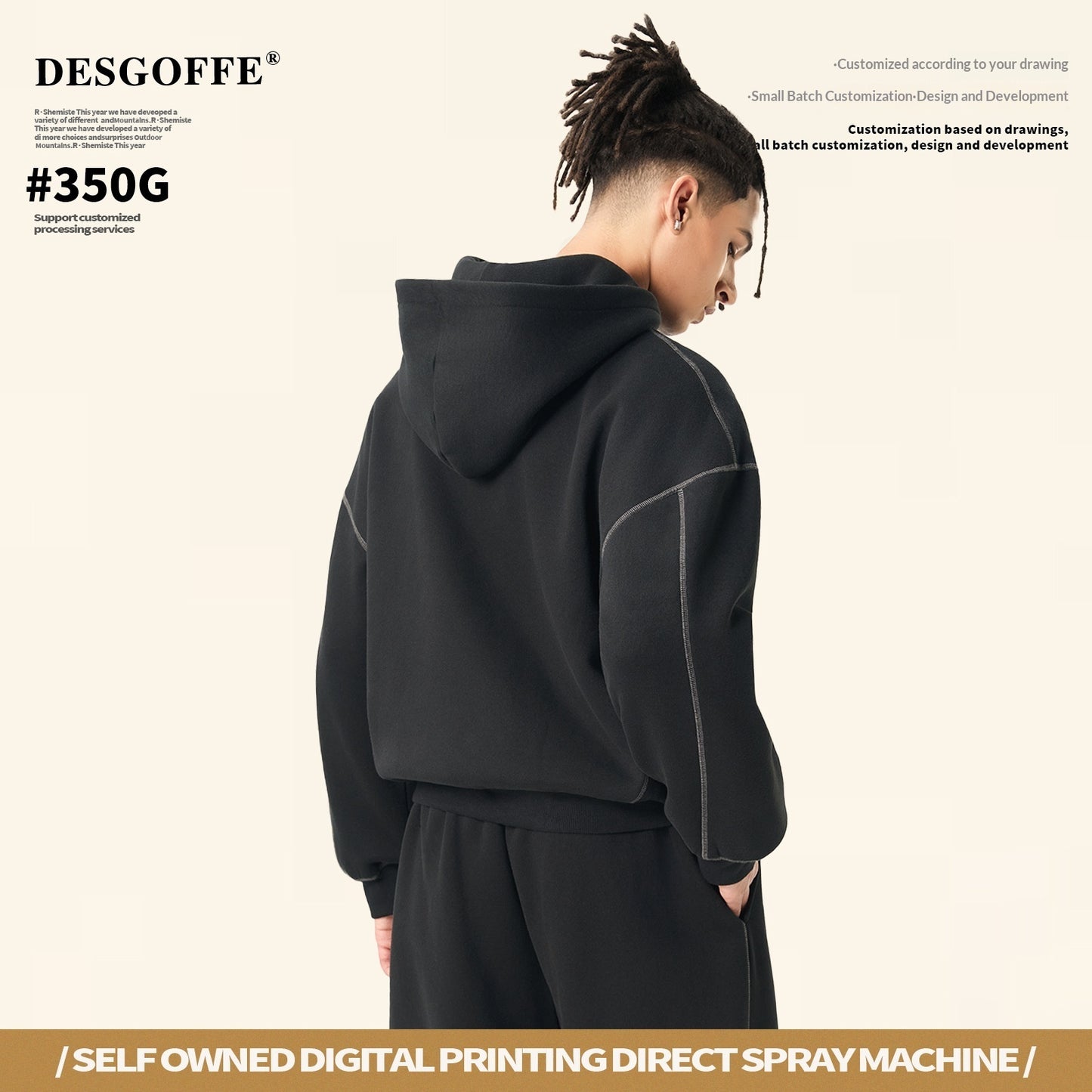 Mens American-style Hip-hop Fleece Zip-up Jacket