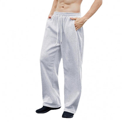 Men's Drawstring Waist Straight Wide-leg Loose Pants