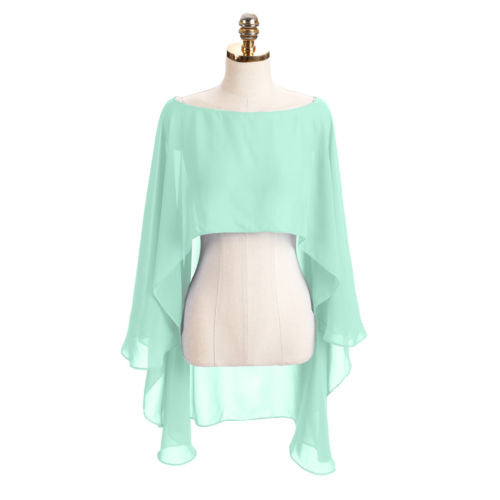 Color Crop Top Chiffon Cape Chiffon Shirt