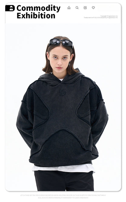 Trendy Brand Personality Reverse Car The Craft Of Design Solid Color High Street Hooded Sweater