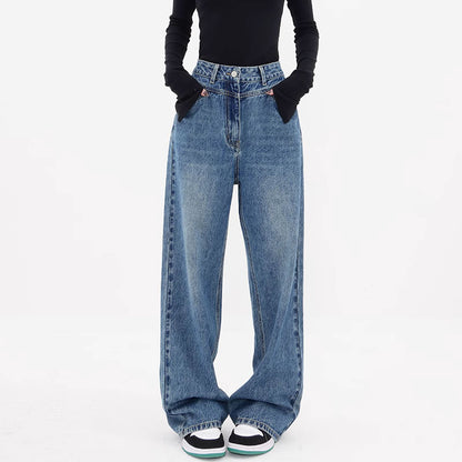 Women's Autumn New Design Niche Loose Wide Leg Leisure Jeans