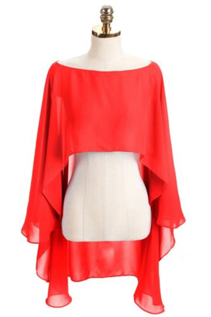 Color Crop Top Chiffon Cape Chiffon Shirt