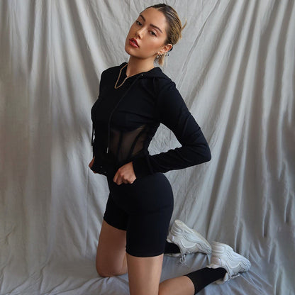 The Design Of A Small Number Of Mesh Patchwork Hoodie