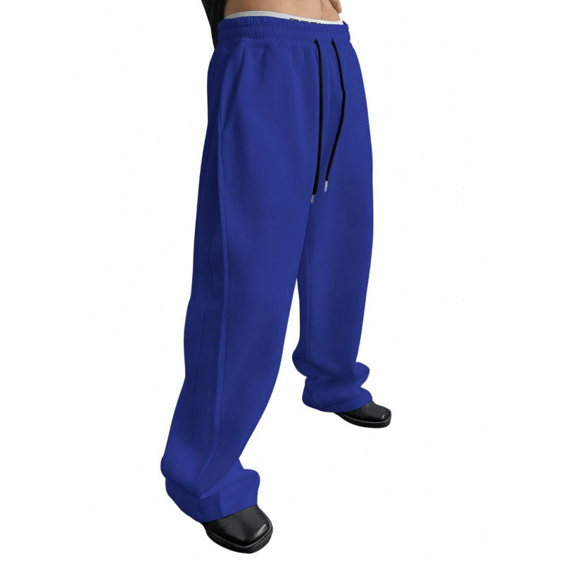 Men's Drawstring Waist Straight Wide-leg Loose Pants