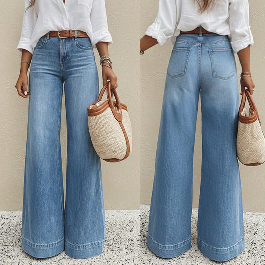 Womens Fashionable Vintage Washed Slim-Fit Jeans