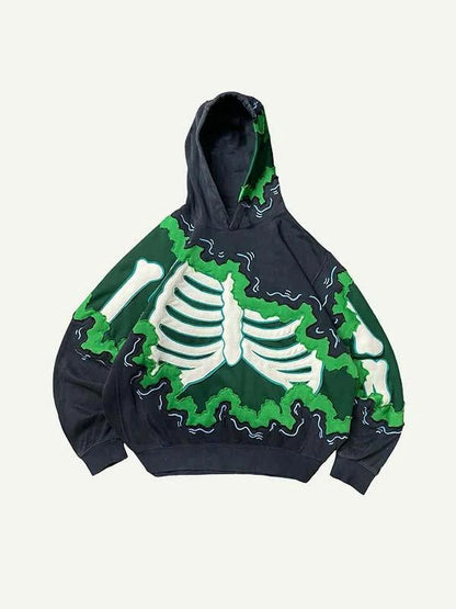 Loose Casual Long Sleeved Skull Print Hoodie