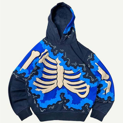 Loose Casual Long Sleeved Skull Print Hoodie