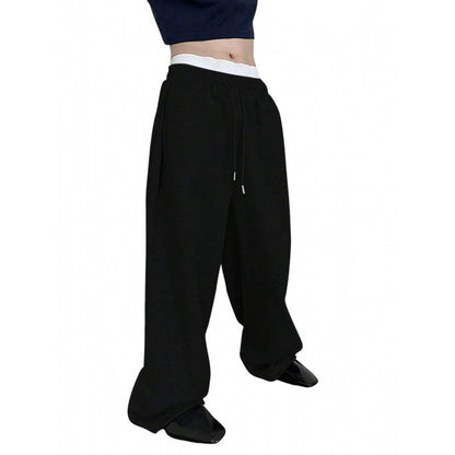 Men's Drawstring Waist Straight Wide-leg Loose Pants