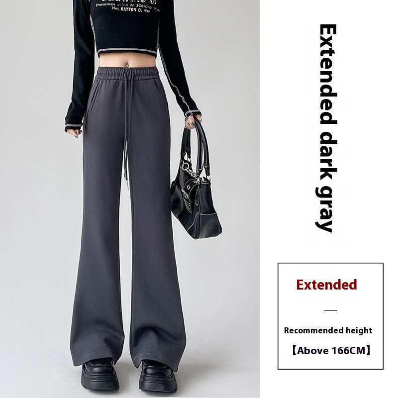 Fleece-lined Slightly Flared Sports Pants Female Spring And Autumn High Waist Slimming