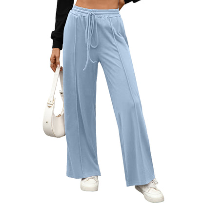 Womens Soft Fleece Drawstring Pocket Loose Casual Pants