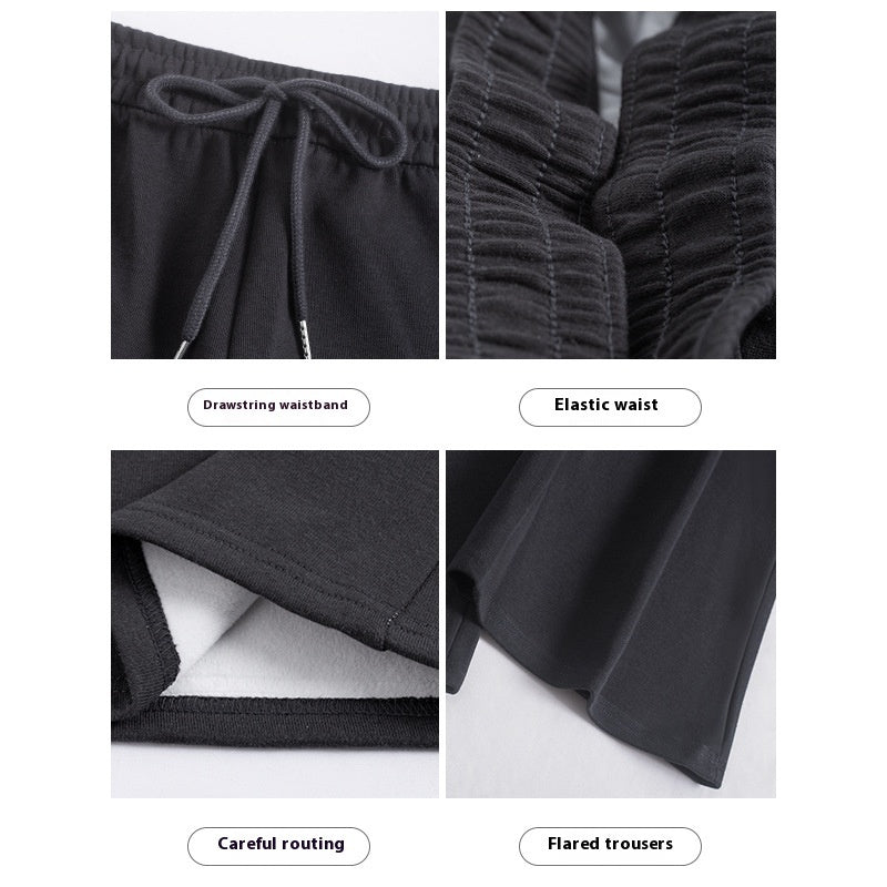 Fleece-lined Slightly Flared Sports Pants Female Spring And Autumn High Waist Slimming
