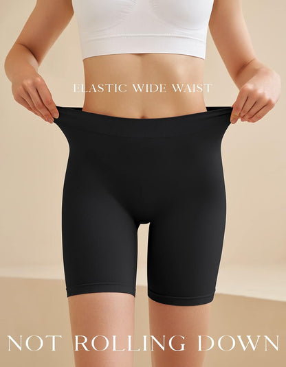Women'S Slip Shorts for under Dresses, Seamless Smooth Comfortable Stretch Yoga & Bike Shorts