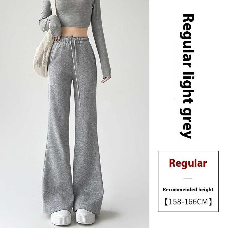 Fleece-lined Slightly Flared Sports Pants Female Spring And Autumn High Waist Slimming