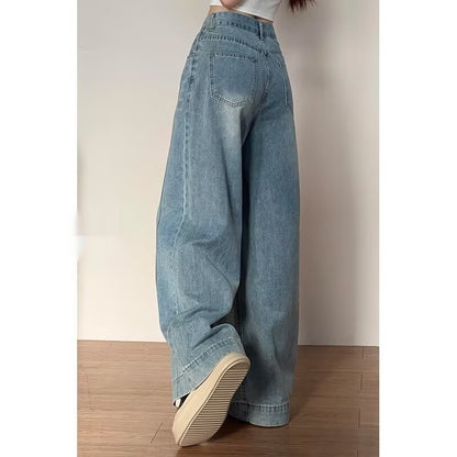 Womens Wide-leg Denim Pants For Fall Loose-fitting And Figure-flattering