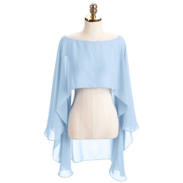Color Crop Top Chiffon Cape Chiffon Shirt