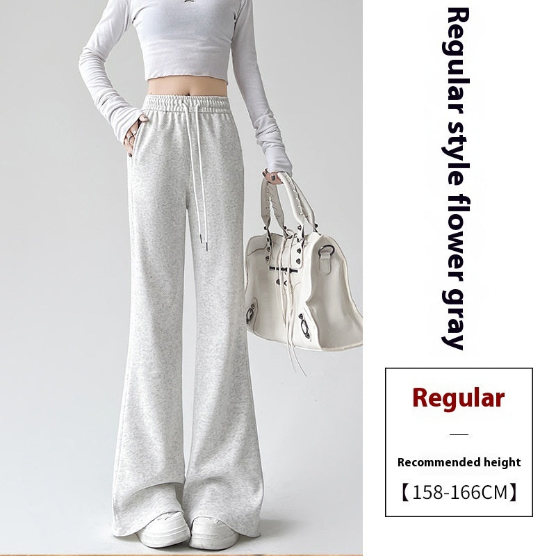 Fleece-lined Slightly Flared Sports Pants Female Spring And Autumn High Waist Slimming