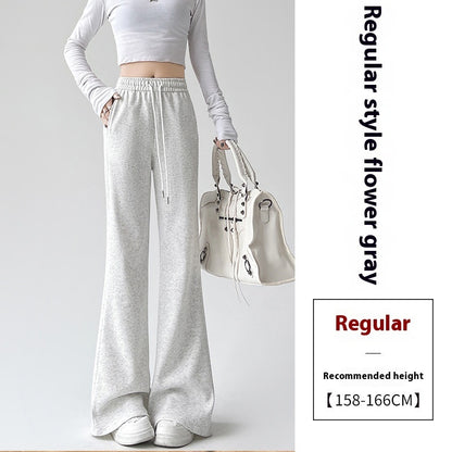Fleece-lined Slightly Flared Sports Pants Female Spring And Autumn High Waist Slimming