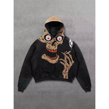 American Retro 3D Digital-Print Trendy Hoodie Sweater