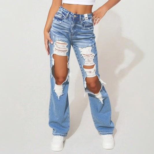Women's High-Waist Jeans, Straight-Leg Ankle-Length Jeans In A Classic Style, Cotton Denim For All Seasons Forbidden Platform - Temu