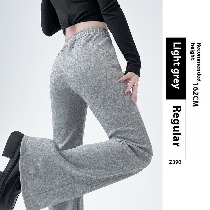 Fleece-lined Slightly Flared Sports Pants Female Spring And Autumn High Waist Slimming