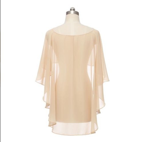 Color Crop Top Chiffon Cape Chiffon Shirt