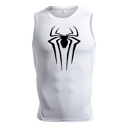 Spider Print Tank Tops for Men Athletic Quick Dry Sleeveless Compression Shirt Gym Workout Running Vest Baselayers Undershirts