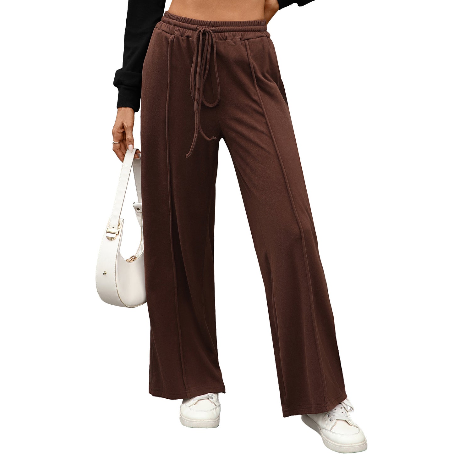 Womens Soft Fleece Drawstring Pocket Loose Casual Pants