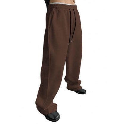 Men's Drawstring Waist Straight Wide-leg Loose Pants